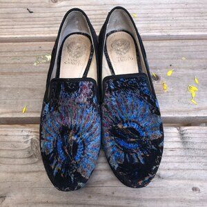 Women's Vince Camuto Lindgren Loafers Blue Black & Multicolor Velvet Size 6.5